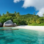 세이셸 정치적 안정 상황 - **Prompt 1: Serene Island Paradise with Iconic Nature**
    "A breathtaking panoramic wide shot of a...